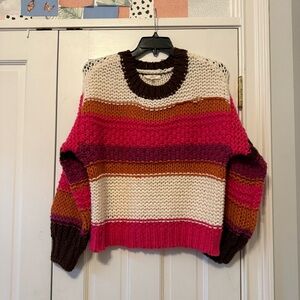 Entro Striped Color Block Chunky Knit Sweater Size Medium